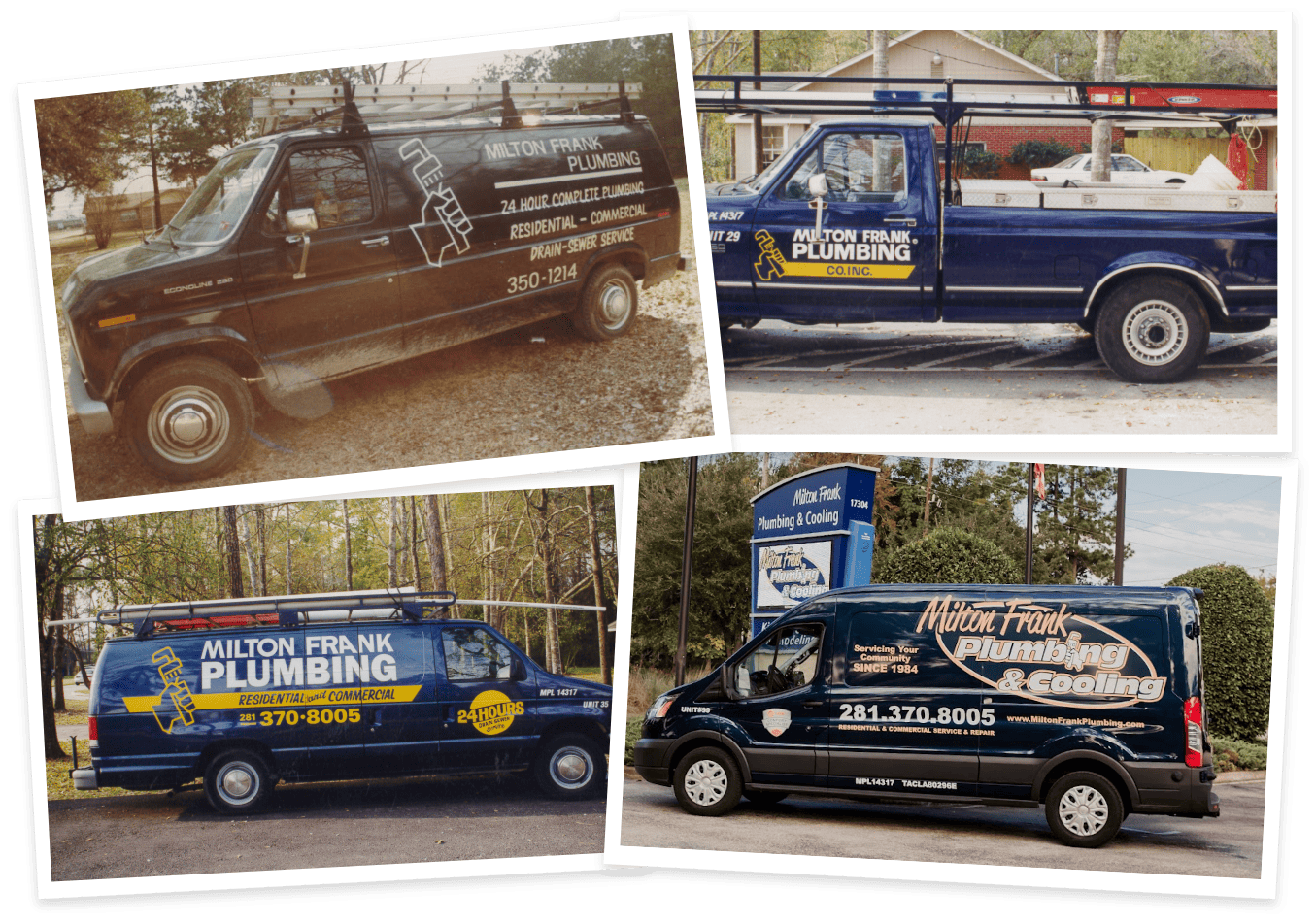 Milton Vans through the years. Vans and trucks from earlier in the company history until modern van.